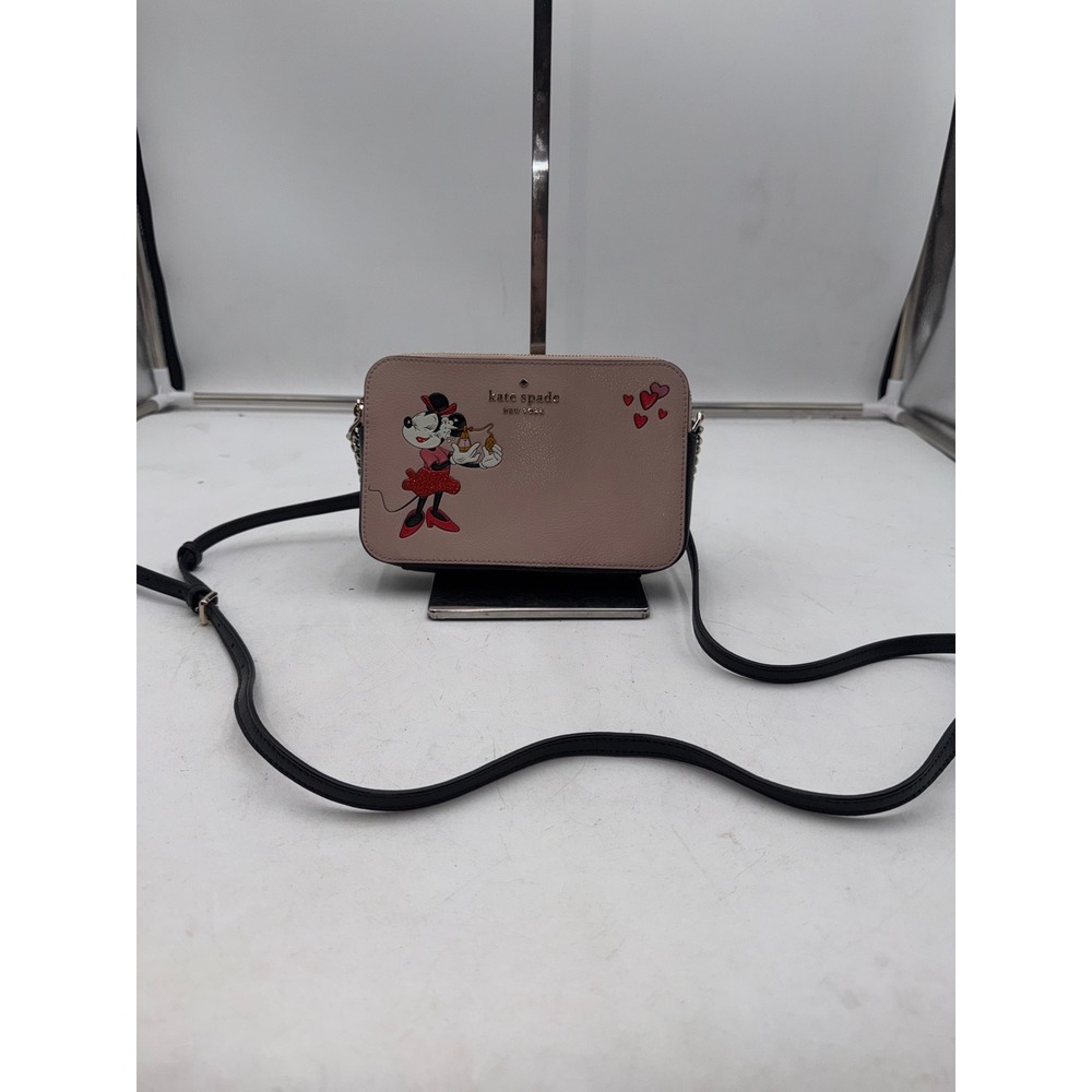 Kate Spade Disney Minnie Mouse Crossbody Bag Pink Leather Double Zip Camera Bag